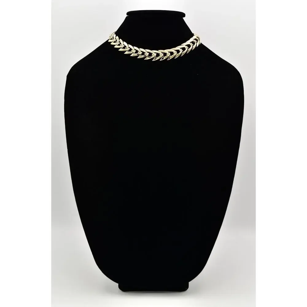 Coro Vintage Choker Necklace Linked Chain Gold Heavy Chunky Signed 1950s BinA17